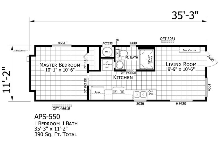 A floor plan for a tiny home.